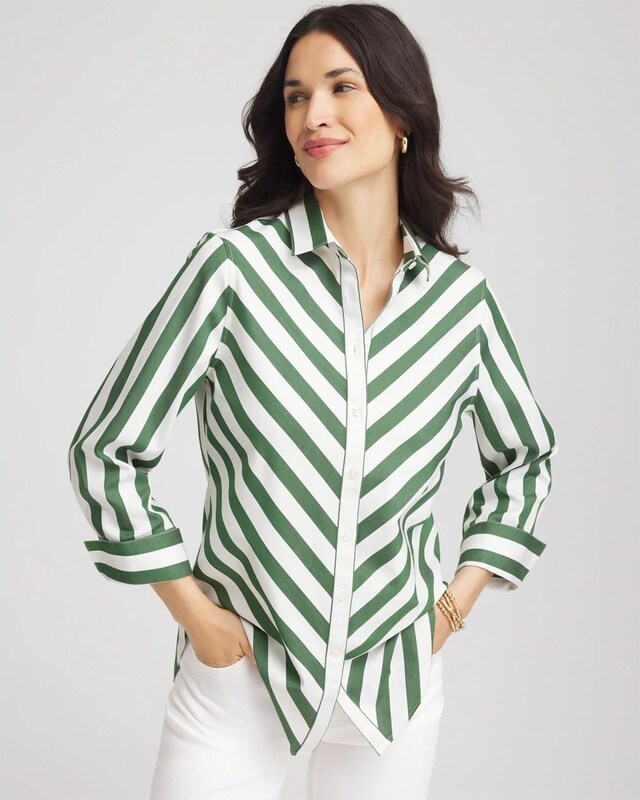 No Iron Slimming Striped Shirt